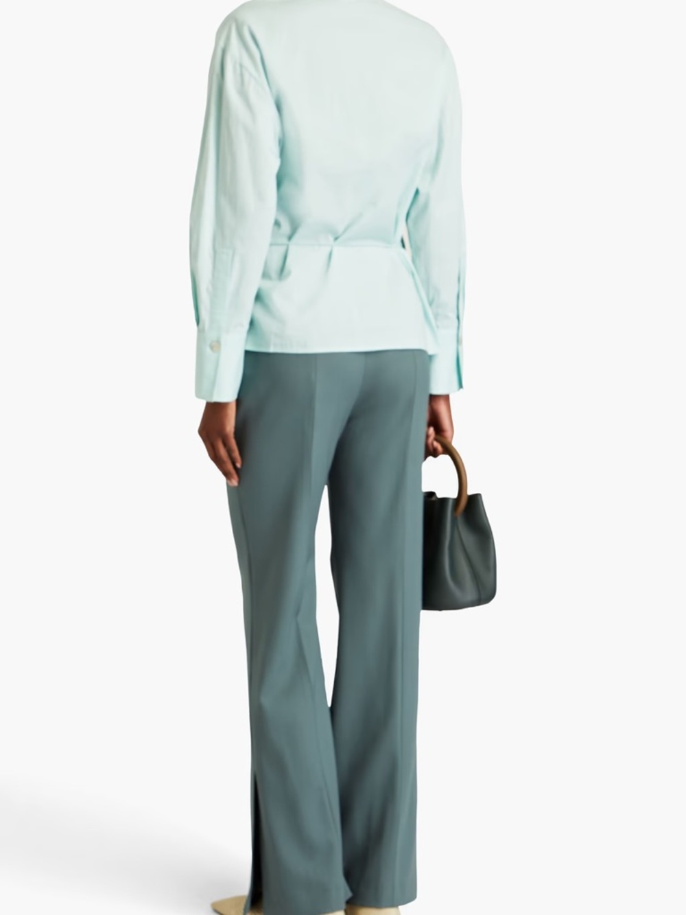 Vince NWT Belted Poplin Shirt XL Mint Oversized Button Down Retail $295 - Picture 3 of 4